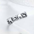 S925 Sterling Silver Ring Elephant Family Vintage Inlaid Ring, Size: 6 US Size