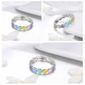 S925 Sterling Silver Heart-shaped Rainbow Ring Female Ring Valentines Day Gift, Size:6 US Size