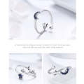 S925 Sterling Silver Ladies Ring Bright Star Moon Hollow Ring
