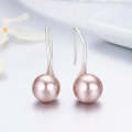 Women Sterling Silver Earrings Temperament Shell Beads Pearl Earrings, Color:Pink