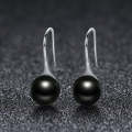 Women Sterling Silver Earrings Temperament Shell Beads Pearl Earrings, Color:Black