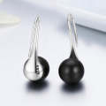 Women Sterling Silver Earrings Temperament Shell Beads Pearl Earrings, Color:Black
