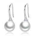 Women Sterling Silver Earrings Temperament Shell Beads Pearl Earrings, Color:White