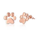 Women Fashion Pet Cat Footprints Silver Earrings, Color:Rose Gold