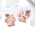 Women Fashion Pet Cat Footprints Silver Earrings, Color:Rose Gold