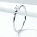 S925 Sterling Silver Ring Platinum Plated Heart Clear Ring, Size: 7 US Size