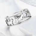 S925 Sterling Silver Ring Cute Cat Open Ring