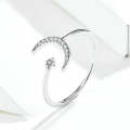S925 Female Sterling Silver Zircon Ring Moon Open Ring Temperament Ring
