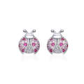 Sterling Silver Insect Earrings Seven-star Ladybug Earrings Platinum-plated Girl Earrings