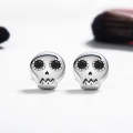 Skull Shape S925 Sterling Silver Stud Earrings Zircon Earrings