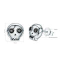 Skull Shape S925 Sterling Silver Stud Earrings Zircon Earrings