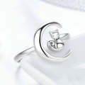 S925 Sterling Silver Ring Moon Cat Female Model Ring