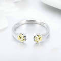 S925 Sterling Silver Temperament Female Ring Paw Print Gold-plated Ring
