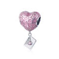 S925 Silver Pink Romantic Love Letter Heart-shaped Inlaid Zirconium  Beads DIY Bracelet Accessories