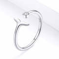 S925 Sterling Silver Fishtail Ring Platinum-plated Opening Simple Temperament Ring