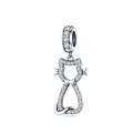 S925 Sterling Silver Pendant Diy Bracelet Accessories Zircon Cat Pendant Jewelry