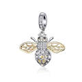 S925 Sterling Silver Bee Zircon Pendant Lady DIY Necklace Pendant, Style:Pendent