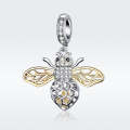 S925 Sterling Silver Bee Zircon Pendant Lady DIY Necklace Pendant, Style:Pendent