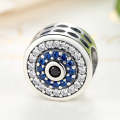 S925 Sterling Silver Beads Personality Inlaid Blue Eyes Round Bracelet Accessories Beads