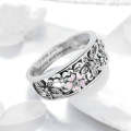S925 Sterling Silver Ring Flower Dance Fashion Personality Ring, Size:6 US Size 52mm