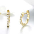 S925 Sterling Silver Circle Earrings Zircon Earrings, Color:Gold