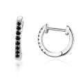 S925 Sterling Silver Circle Earrings Zircon Earrings (Black Silver)