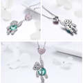 Cute Bear S925 Sterling Silver Rose Gold Plated Zircon Necklace