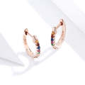 Sterling Silver Rainbow Earrings S925 Zircon Earrings, Color:Rose Gold