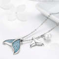 Mermaid Tears S925 Sterling Silver Necklace Ocean Shell Pearl Fish Tail Necklace