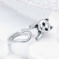 S925 Sterling Silver Ring Naughty Cat Inlaid Zircon Ring