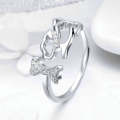 S925 Sterling Silver Ring Dog Companion Inlaid Zircon Ring