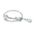 S925 Sterling Silver Female Ring Heart Lock Key Heart-shaped Chain Key Ring
