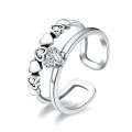 S925 Sterling Silver Ring Delicate Heart  Open Female Ring