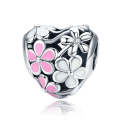 S925 Sterling Silver Beads Small Daisy Flower Heart-shaped Oil Drop Beads