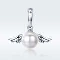 S925 Sterling Silver Pendant Wing Angel Shell Bead Charm DIY Beaded Bracelet Accessories, Style:P...