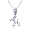 S925 Sterling Silver Cute Balloon Dog Charm DIY Bracelet Accessory, Style:Bead+Chain