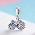 S925 Sterling Silver Bicycle Pendant Color Inlaid Zircon Beads DIY Bracelet Charm Accessories, St...