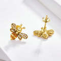S925 Sterling Silver Earrings Golden Bee Inlaid Zircon Sterling Silver Stud Earrings