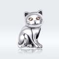 S925 Sterling Silver Animal Series Cute Cat Loose Beads DIY Bracelet Beaded