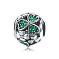 S925 Sterling Silver Green Plant Clover Bead DIY Bracelet Accessories