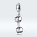 S925 Sterling Silver Dumbbell Pendant Fitness Equipment Strap Charm DIY Bracelet Accessories