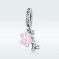 S925 Sterling Silver Dog Footprint  Beads DIY Bracelet Accessories