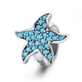 Blue Full  Starfish Beaded Sterling Silver S925 Loose Beads DIY Bracelet Silver Beads