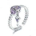 Promise S925 Sterling Silver Ladies Ring Heart Lock Open Ring