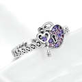 Promise S925 Sterling Silver Ladies Ring Heart Lock Open Ring