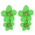 2 PCS Ladies Fashion Geometric Flower Earrings(Light Green)