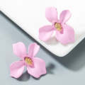 7 Pairs Women Fashion Flower Alloy Petal Earrings(Light Pink)