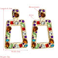2 Pairs Hollow Geometric Square Earrings Alloy Inlaid Color Rhinestone Earrings(Color)