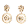 Buy 3 Pairs Baroque Retro Lion Head Earrings Female Personality Exaggerated Earrings(Golden)