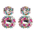 Female Earrings Exaggerated Alloy Geometric Glass  Earrings(Color)